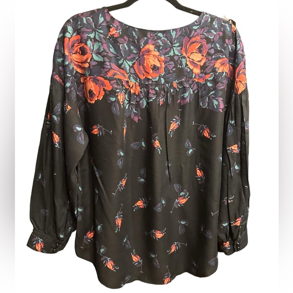 Maeve black floral longsleeve tops size L - Picture 5 of 10